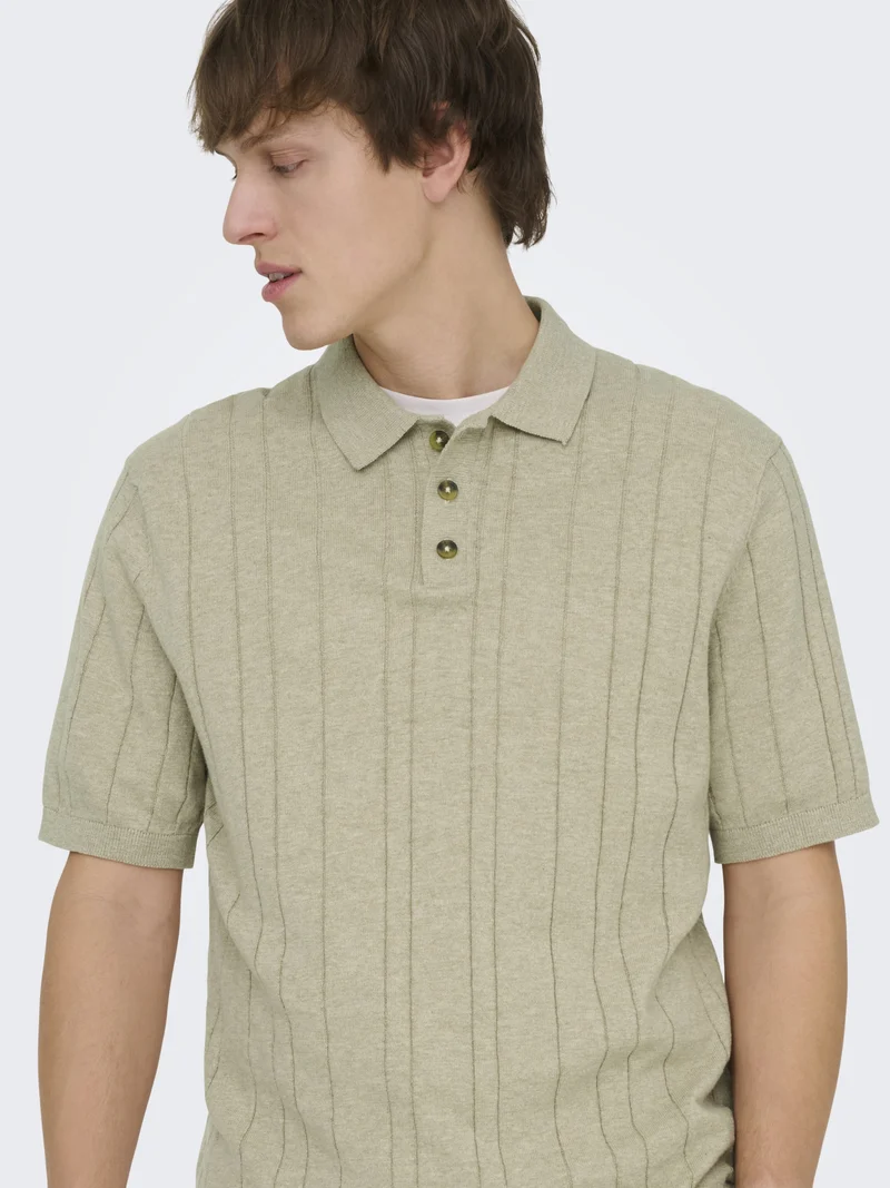 ONSSOFUS REG SS POLO KNIT FRML, Pure Cashmere