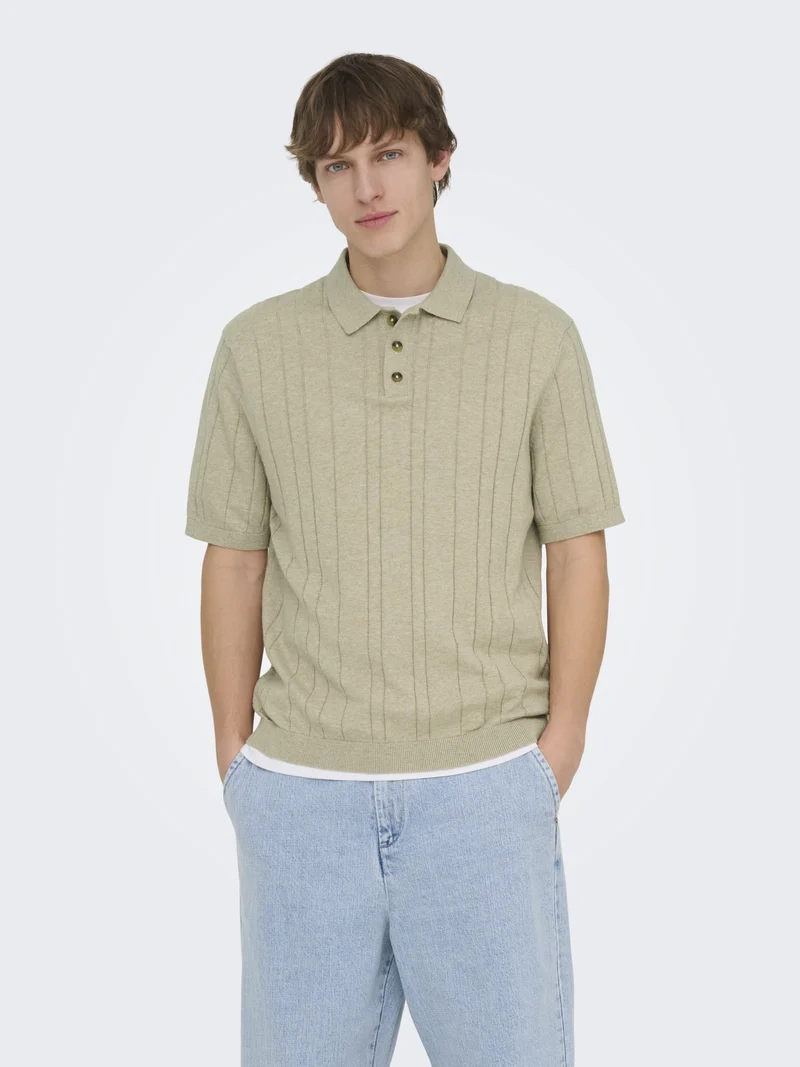ONSSOFUS REG SS POLO KNIT FRML, Pure Cashmere