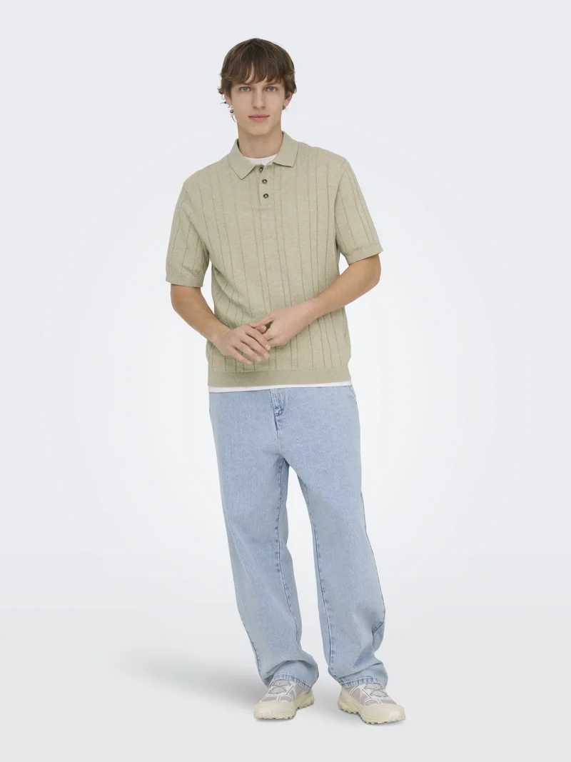 ONSSOFUS REG SS POLO KNIT FRML, Pure Cashmere