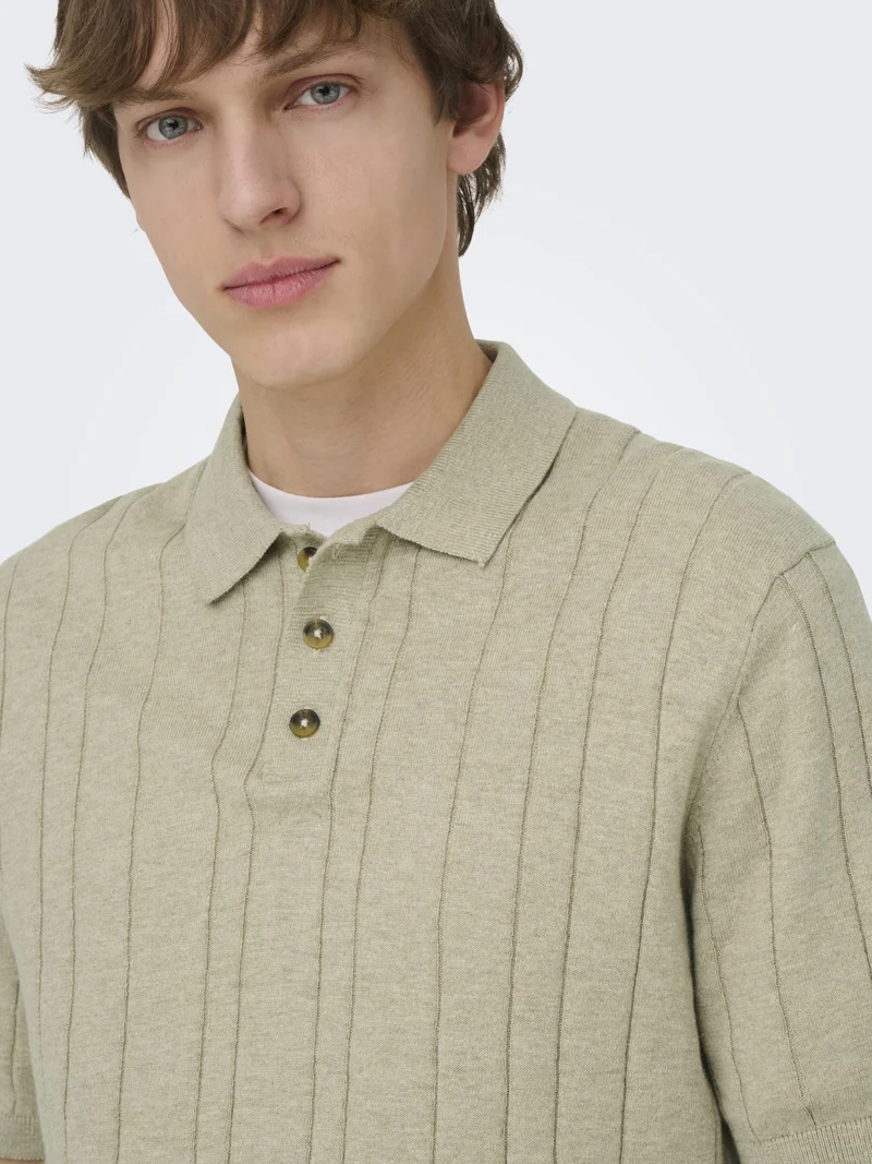 ONSSOFUS REG SS POLO KNIT FRML, Pure Cashmere