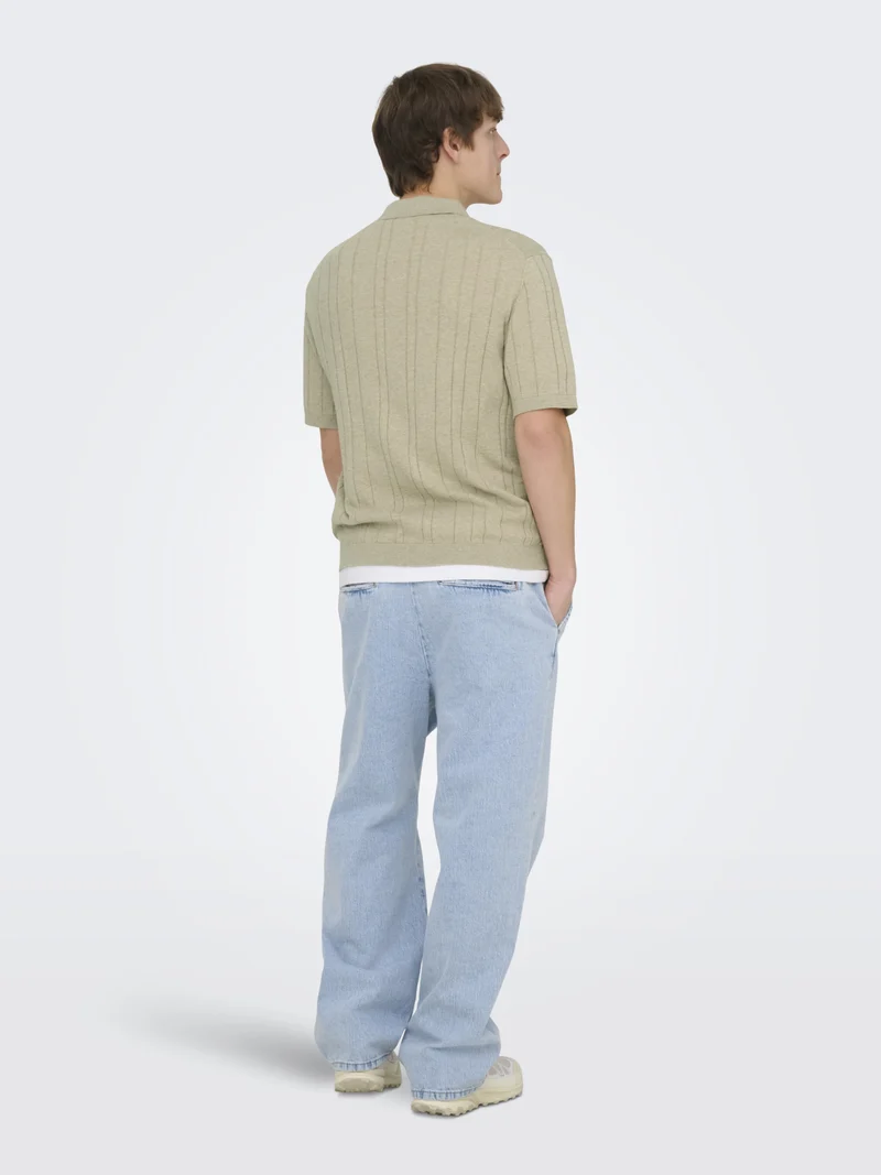 ONSSOFUS REG SS POLO KNIT FRML, Pure Cashmere