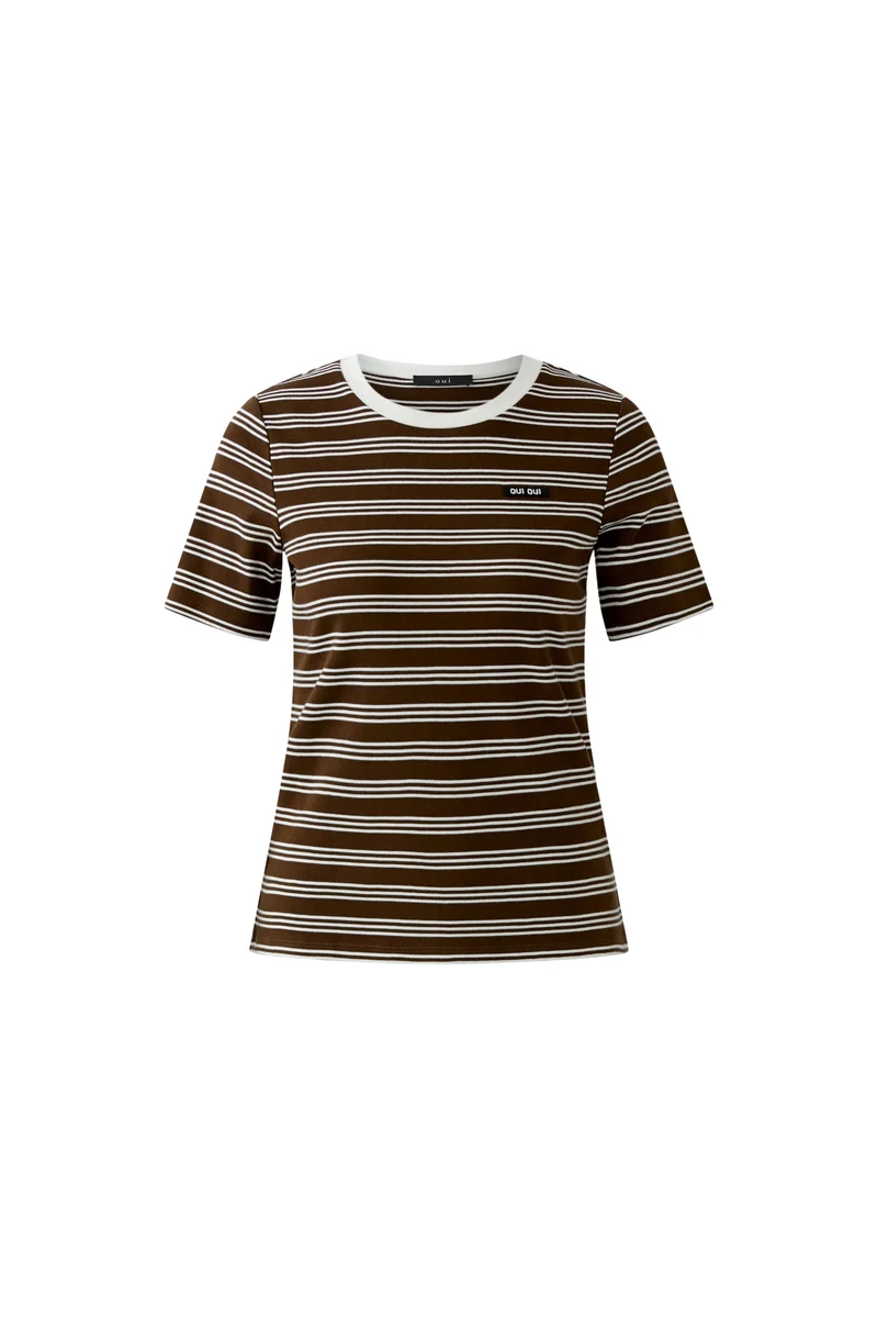 T-Shirt, dk brown offwhite