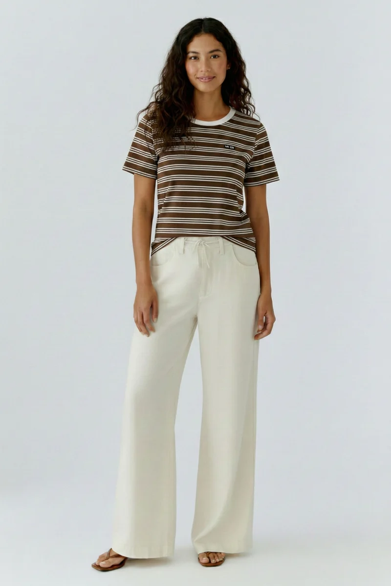 T-Shirt, dk brown offwhite