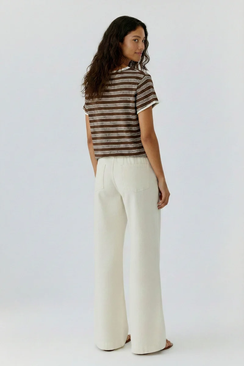 T-Shirt, dk brown offwhite