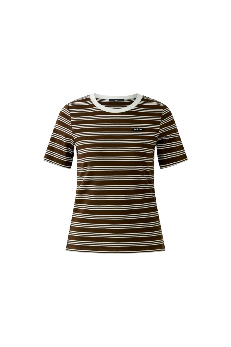 T-Shirt, dk brown offwhite