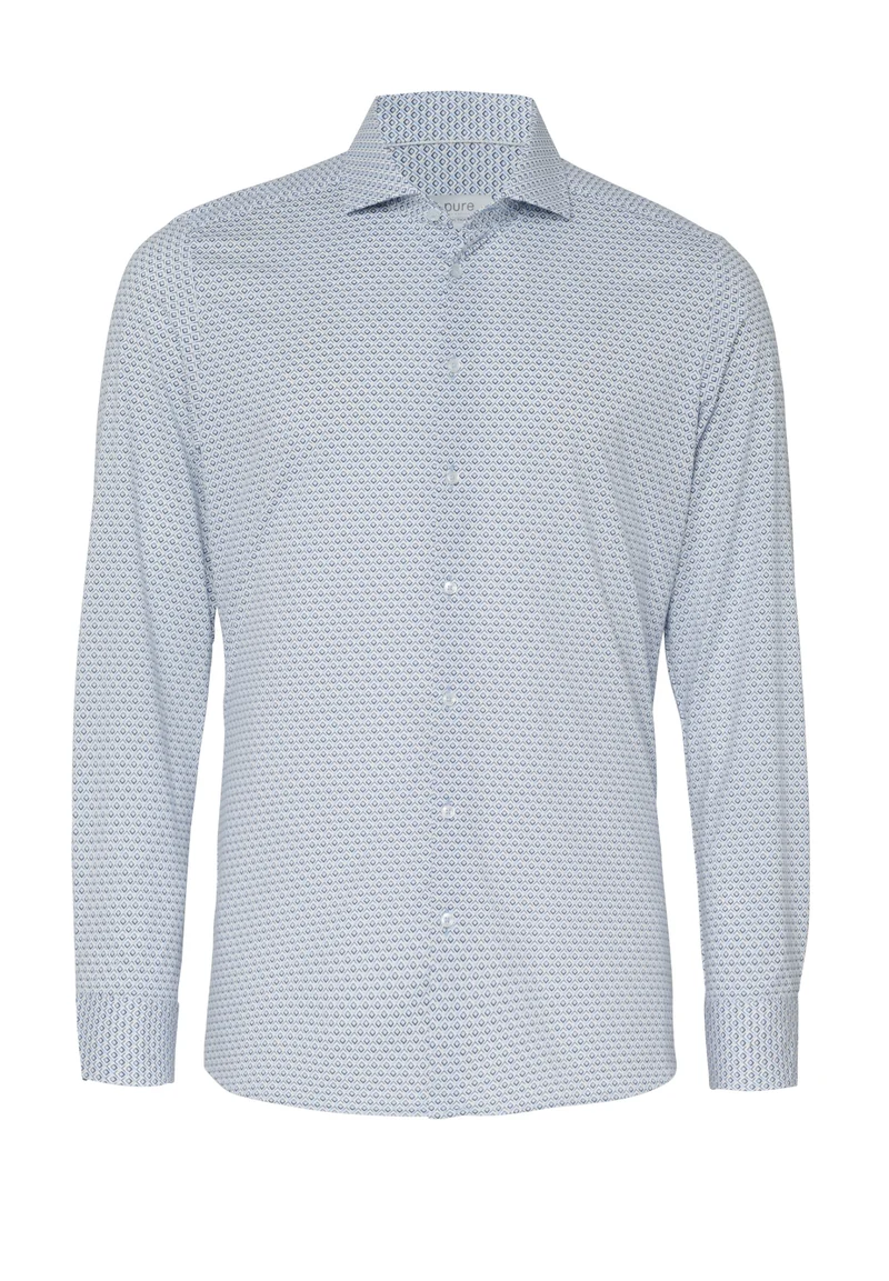PURE- Functional Hemd Langarm, druck mittelblau