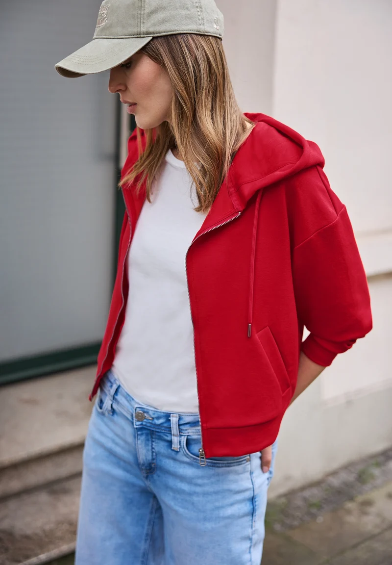 Studio Short Sweat Jkt, torch red