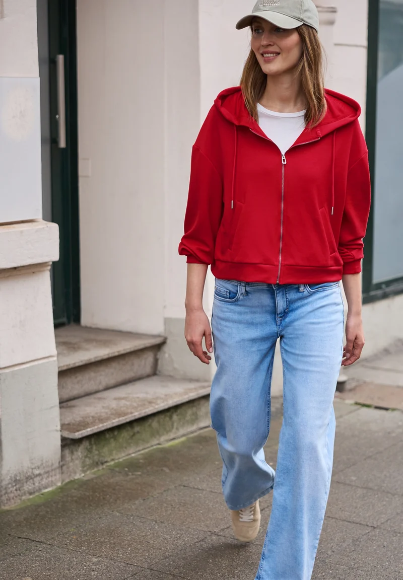 Studio Short Sweat Jkt, torch red