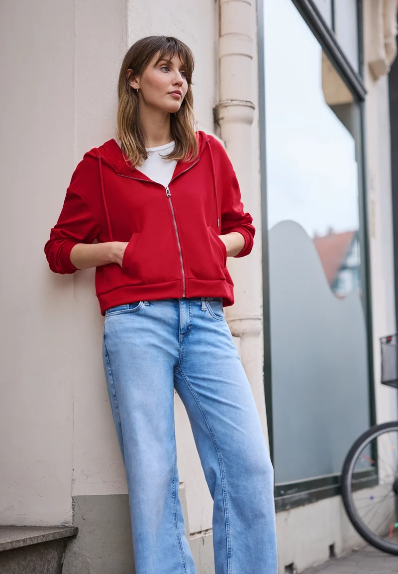 Studio Short Sweat Jkt, torch red