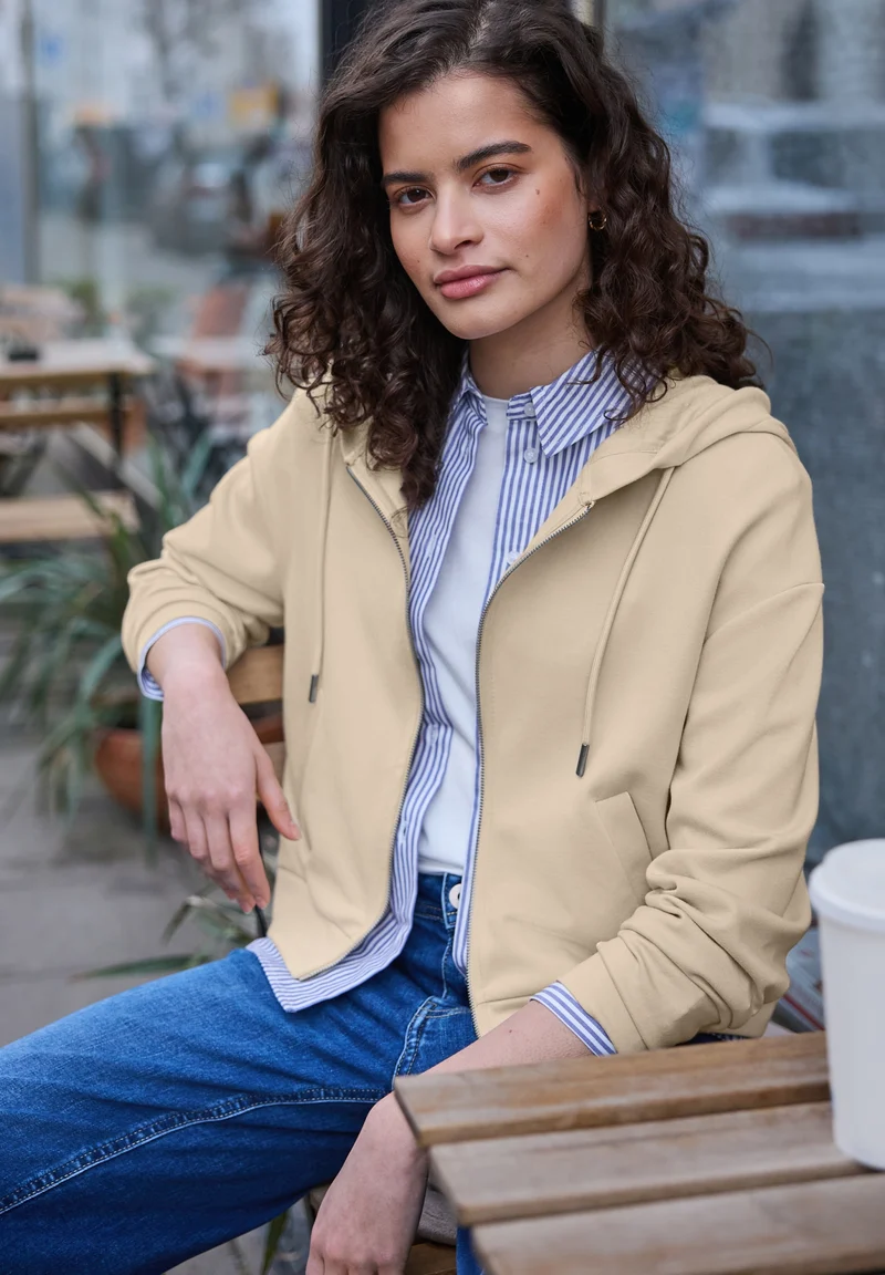 Studio Short Sweat Jkt, stone sand