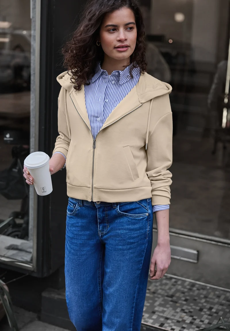 Studio Short Sweat Jkt, stone sand