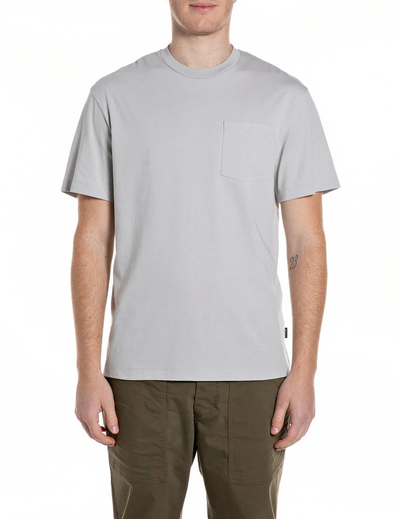 TShirt PIECE DYED ORGANIC COTT, PEARL GREY
