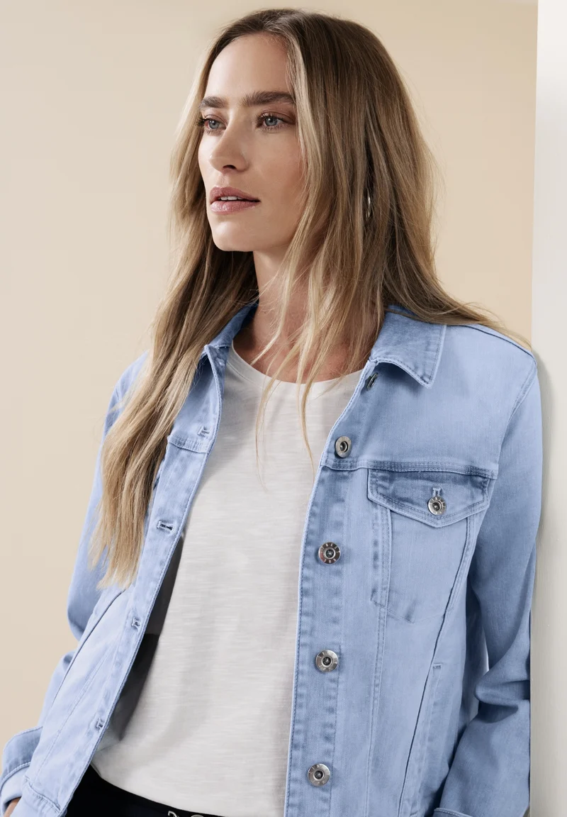 QR Style Jacket,light blue was, Light blue washed