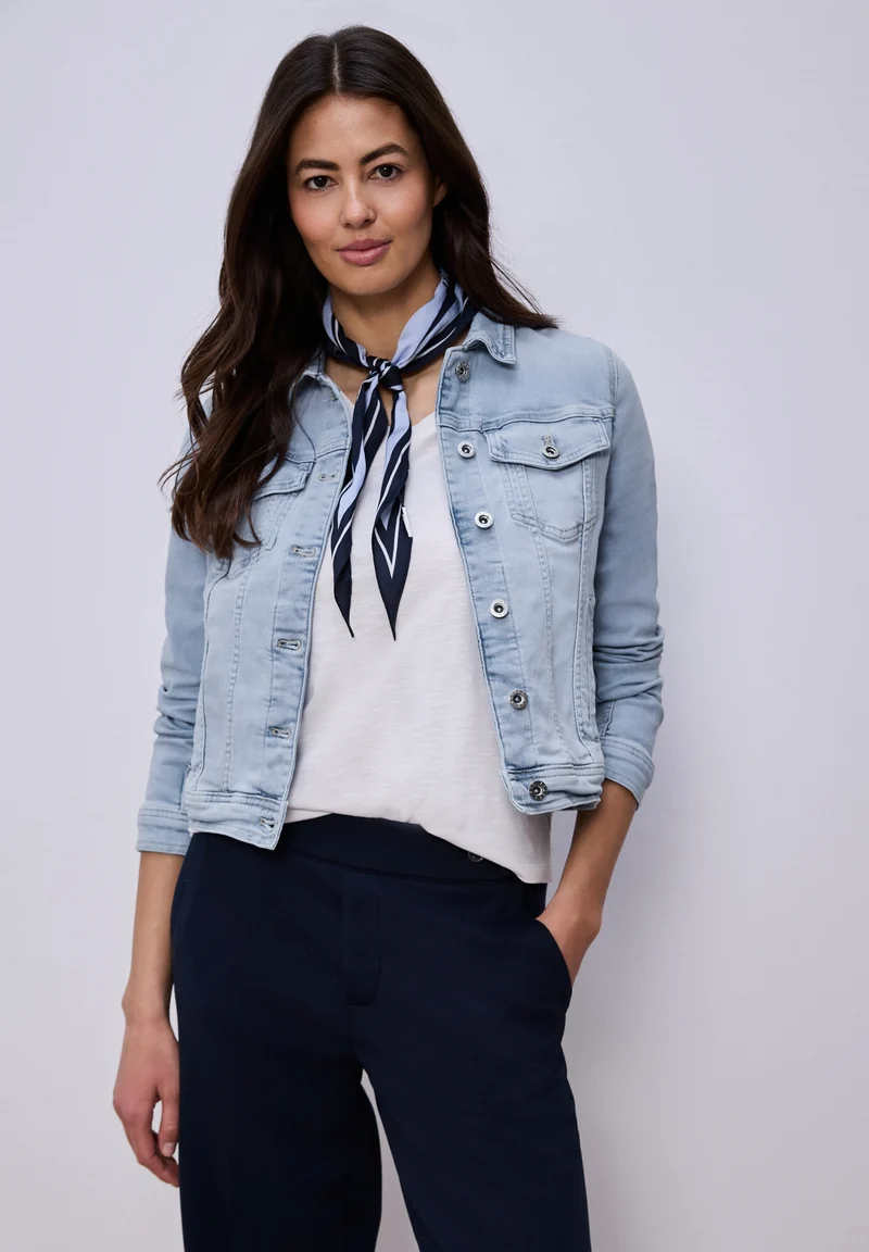 QR Style Jacket,light blue was, Light blue washed