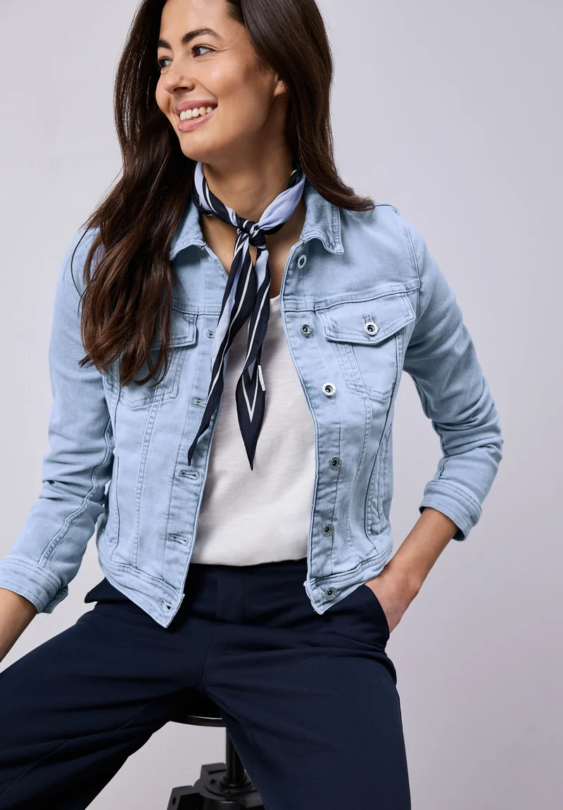 QR Style Jacket,light blue was, Light blue washed