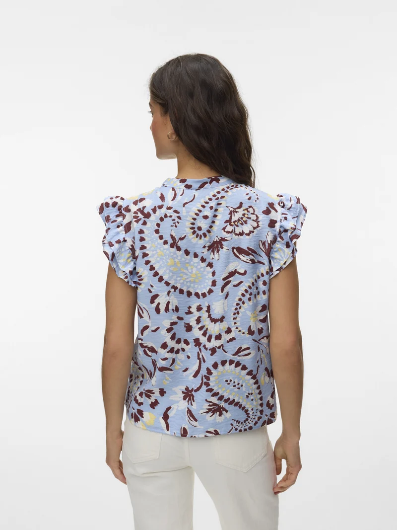 VMNELLIE CARLA SL FRILL TOP WVN GA, Brunnera Blue/Carla