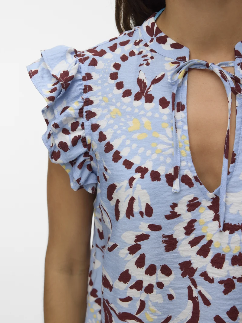 VMNELLIE CARLA SL FRILL TOP WVN GA, Brunnera Blue/Carla