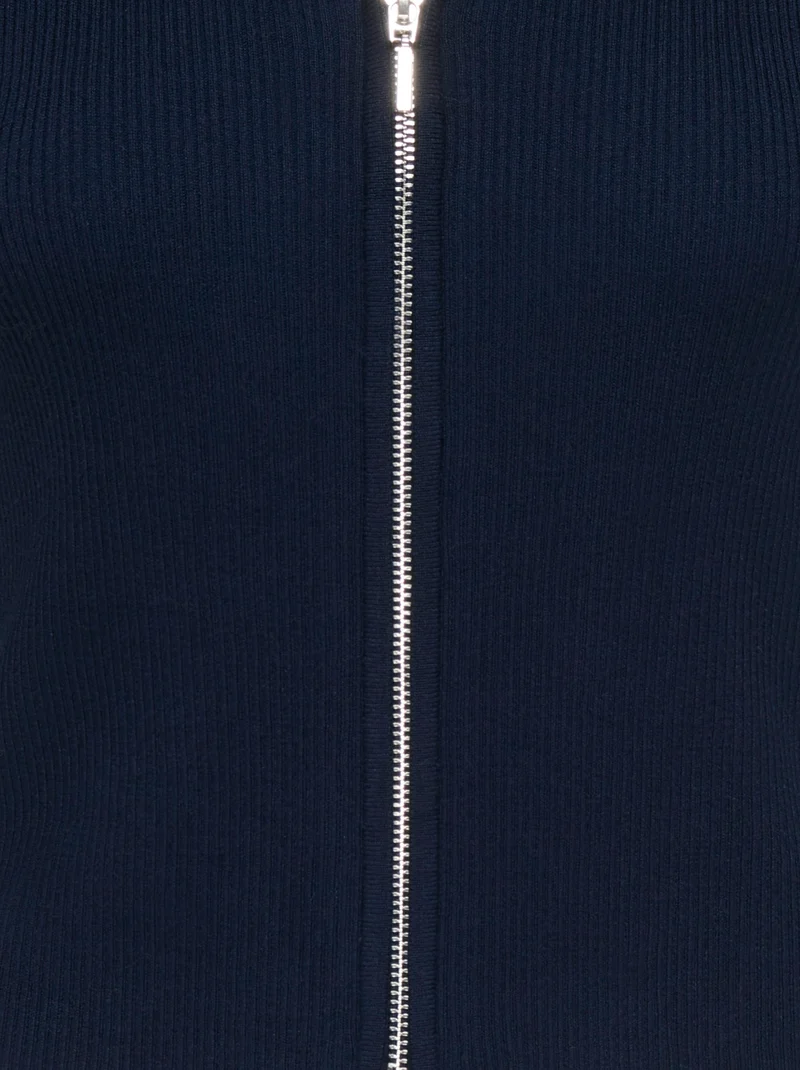 JDYNANNA S/S SHORT ZIP CARDIGAN KNT, Black Iris/WITH SILVER ZIPPER