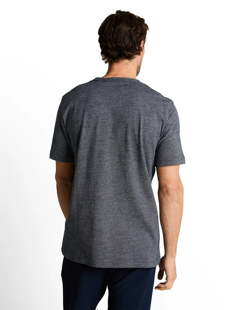 detailed fine striped t-shirt, navy gardenia white injected