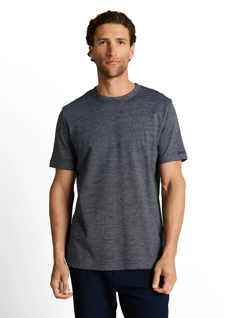 detailed fine striped t-shirt, navy gardenia white injected