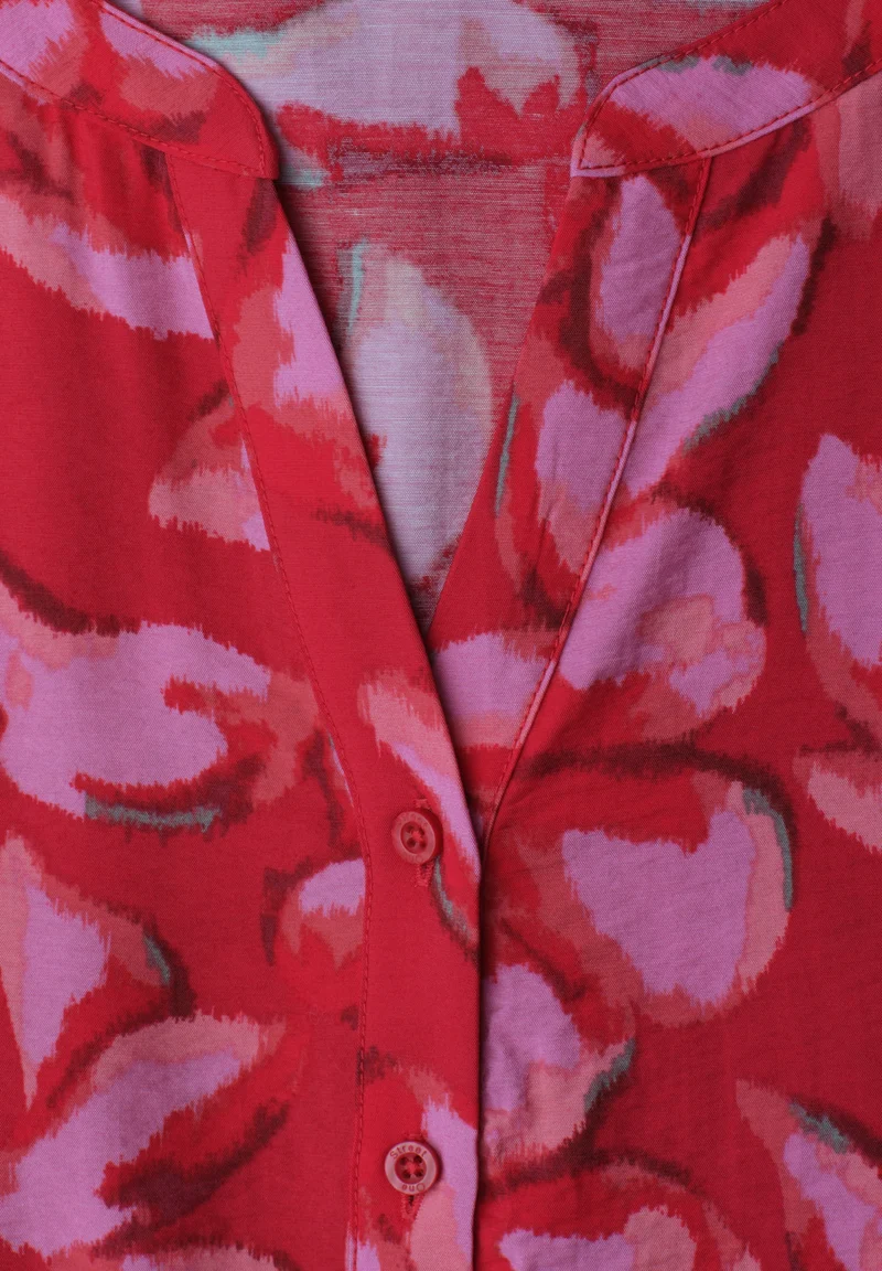 Viscose Shirt Dress_AOP, salsa red