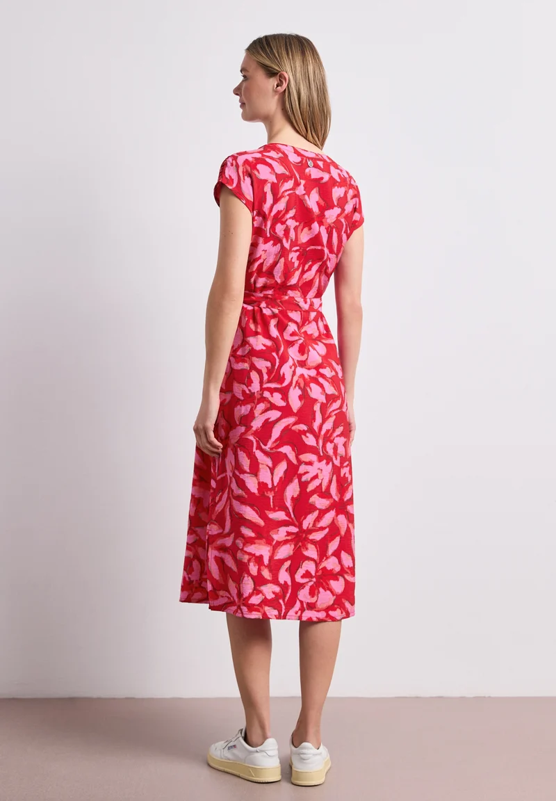 Viscose Shirt Dress_AOP, salsa red