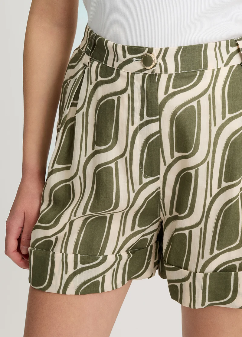 Printed Ramie Shorts