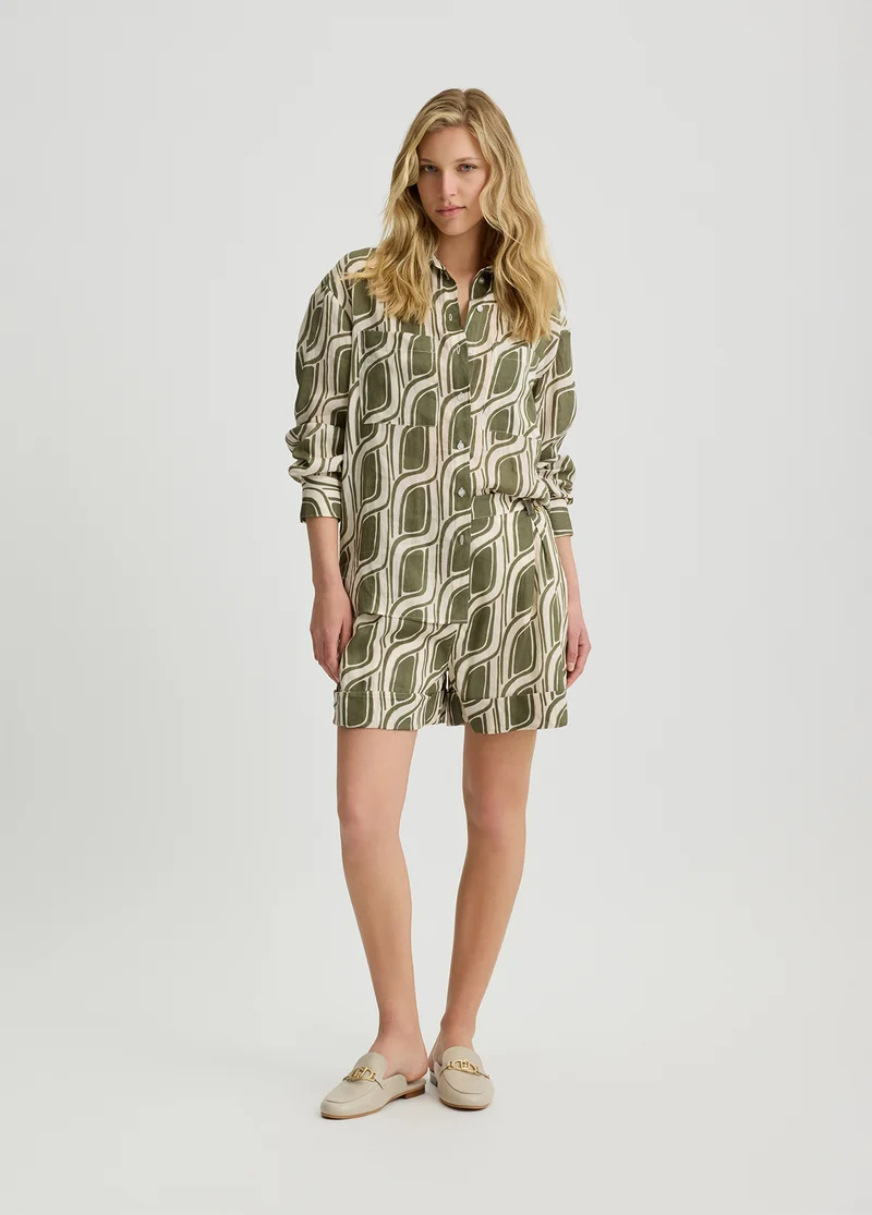 Printed Ramie Shorts