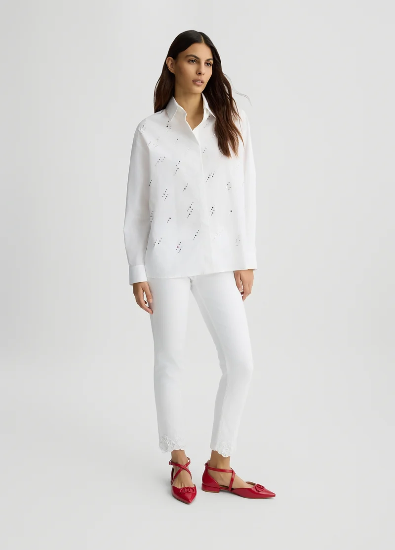 Skinny Trousers with Embroidery