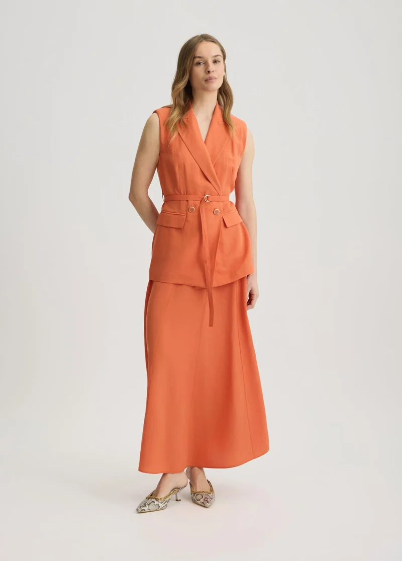 Linen-Blend Skirt