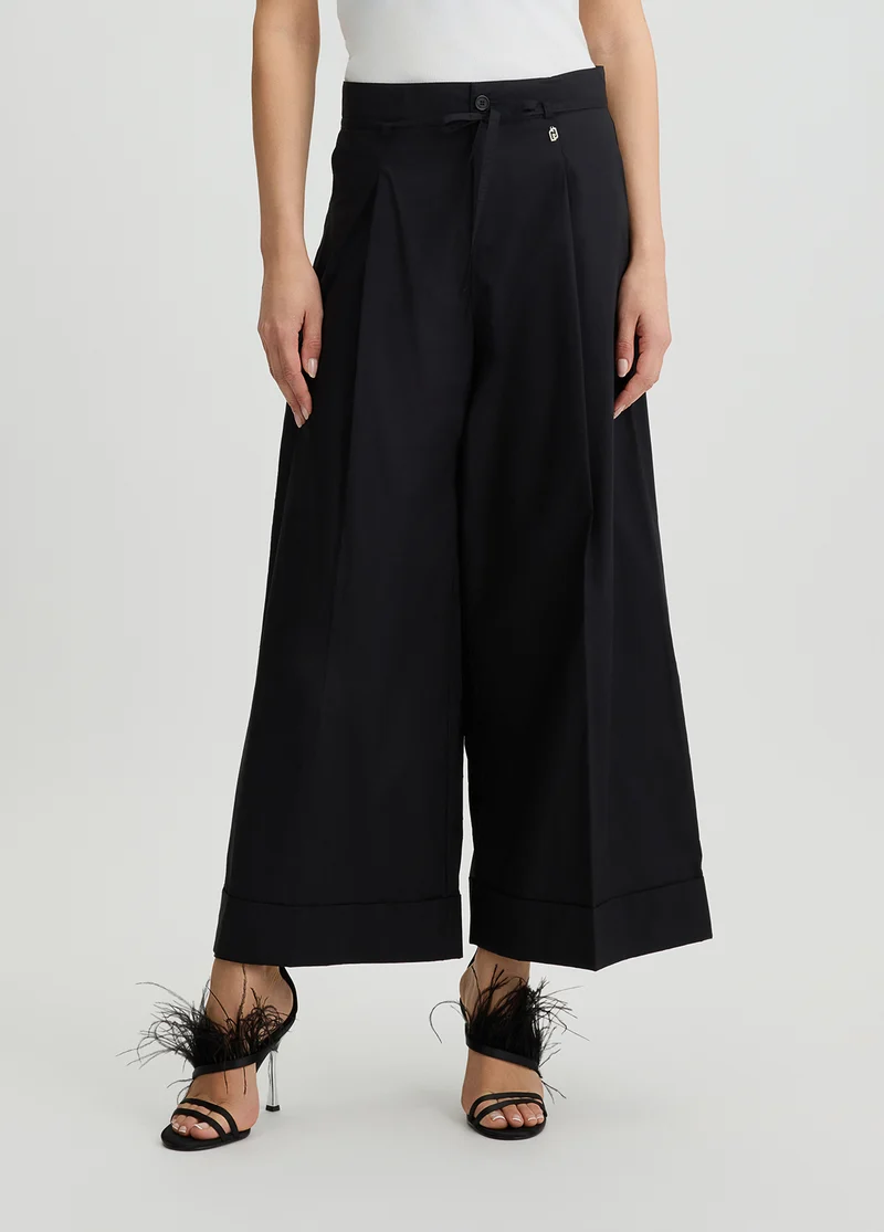 Cropped Poplin Trousers