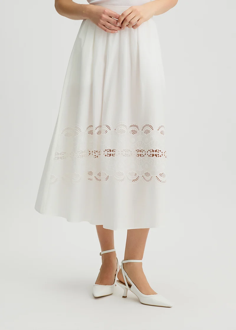Poplin Skirt with Embroidery