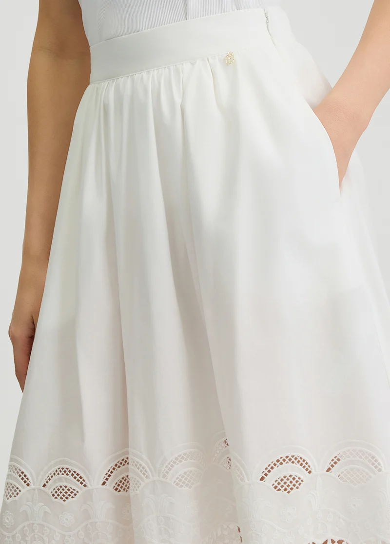 Poplin Skirt with Embroidery