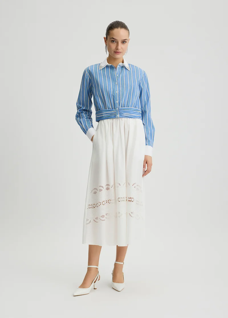 Poplin Skirt with Embroidery