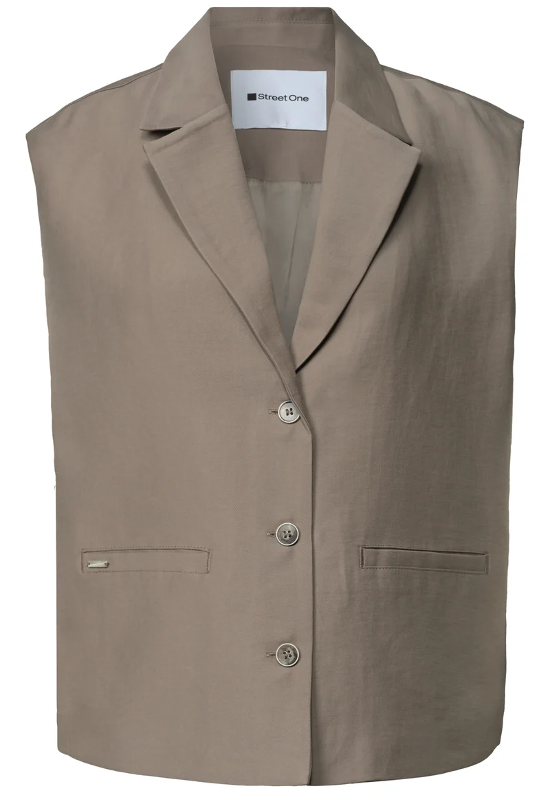 Vest A-Line Rever Pocket Twill, dark beige