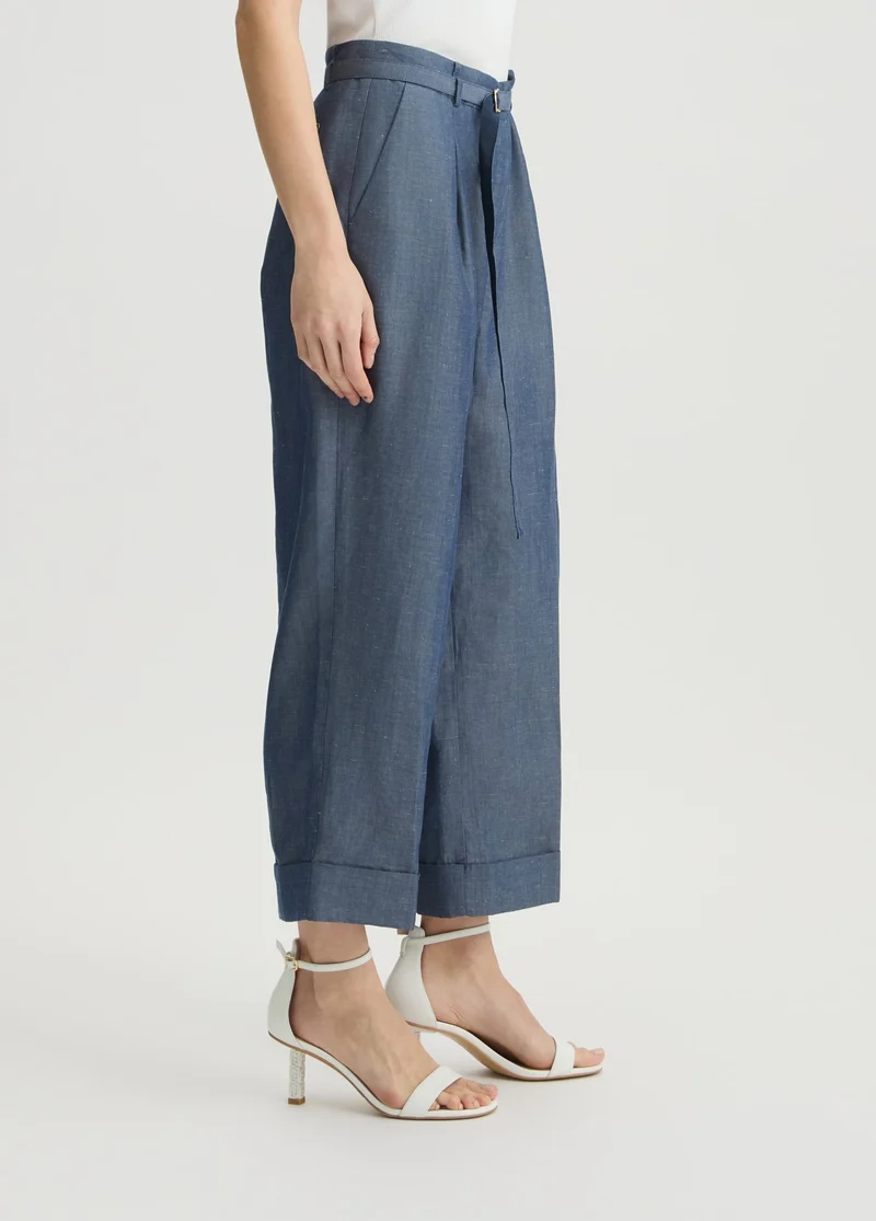 Linen-Blend Trousers