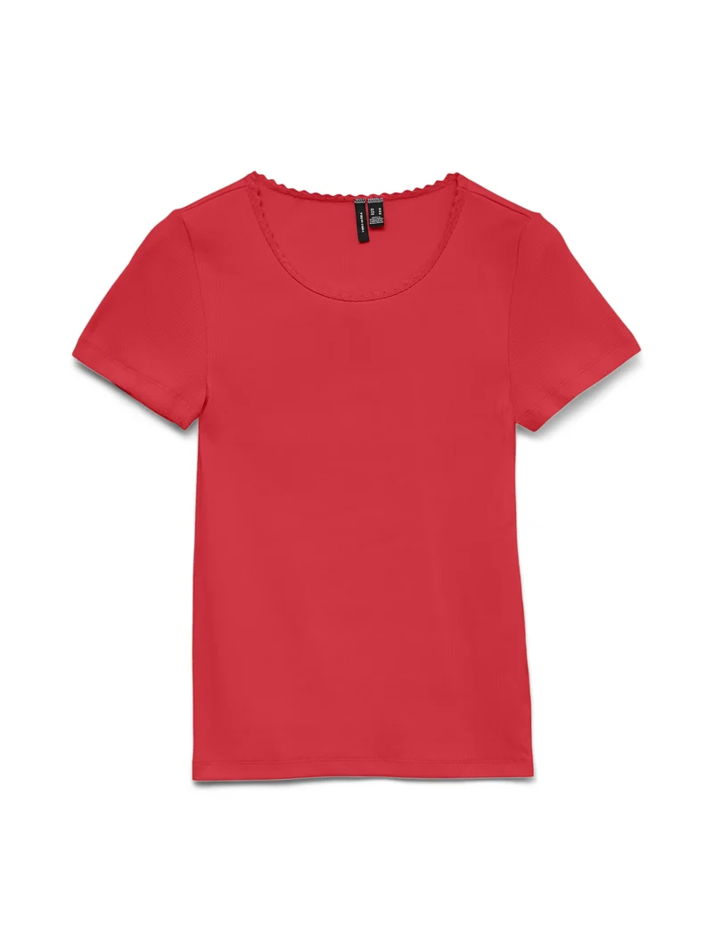 VMTINNA SS O-NECK TOP JRS GA, Poinsettia