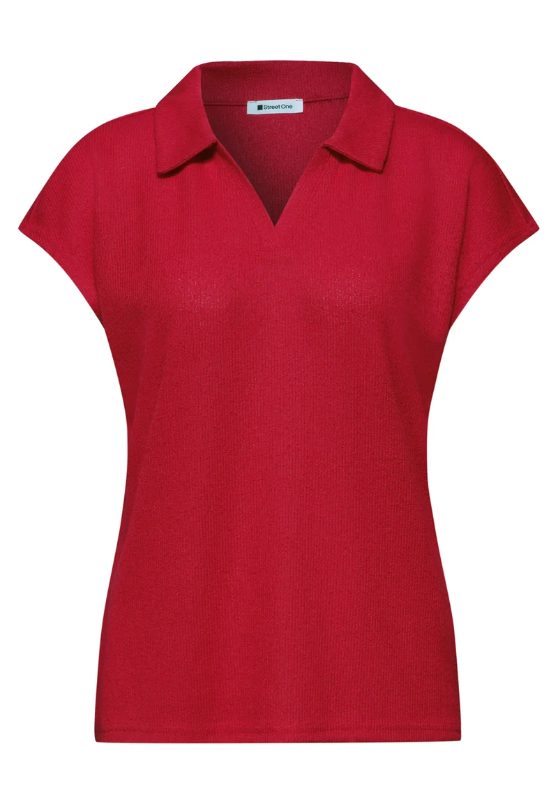 summer knit look polo shirt, salsa red