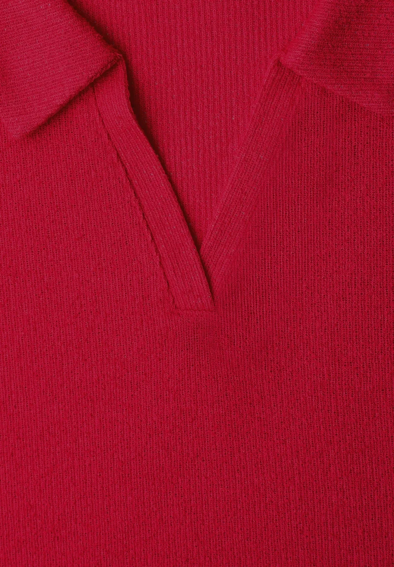 summer knit look polo shirt, salsa red