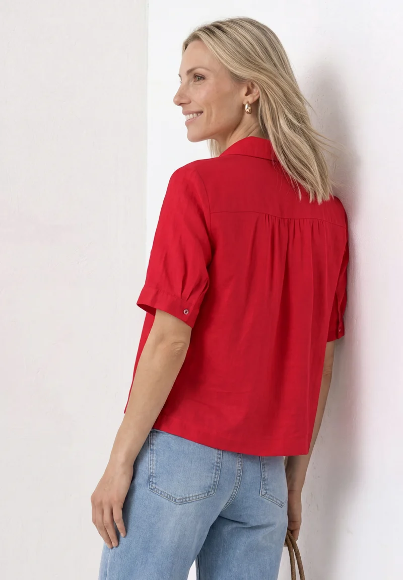 LTD QR buttoned shirtcollar bl, salsa red