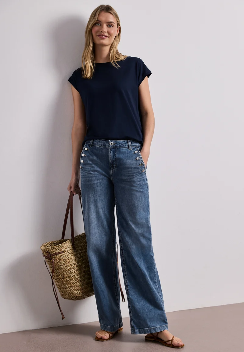 Style Emee Wide Leg,hw,mid blu, Medium Blue Wash