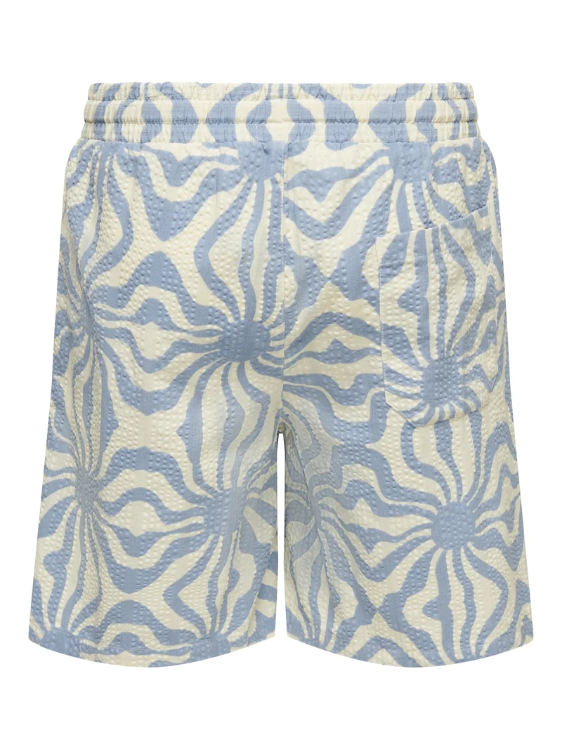 ONSCRUZ SEERSUCKER JOGGER SHORTS VD, Dusty Blue/Antique White