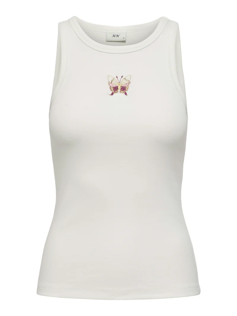 JDYTULLE LIFE EMB TANK TOP JRS, Cloud Dancer/EMB BUTTERFLY