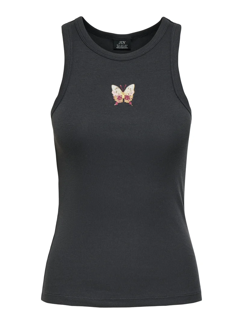 JDYTULLE LIFE EMB TANK TOP JRS, Phantom/EMB BUTTERFLY