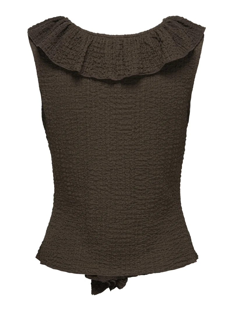 JDYTURBO S/L FRILL TOP JRS, Chocolate Brown