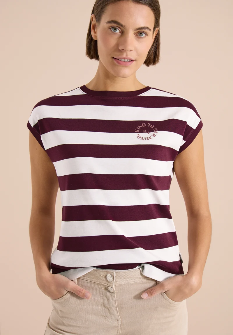 TOS Striped Be Kind FP Shirt, sweet grape red