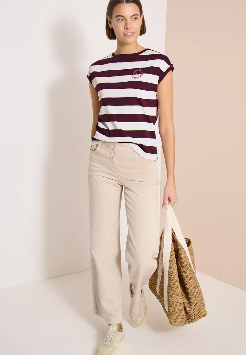 TOS Striped Be Kind FP Shirt, sweet grape red