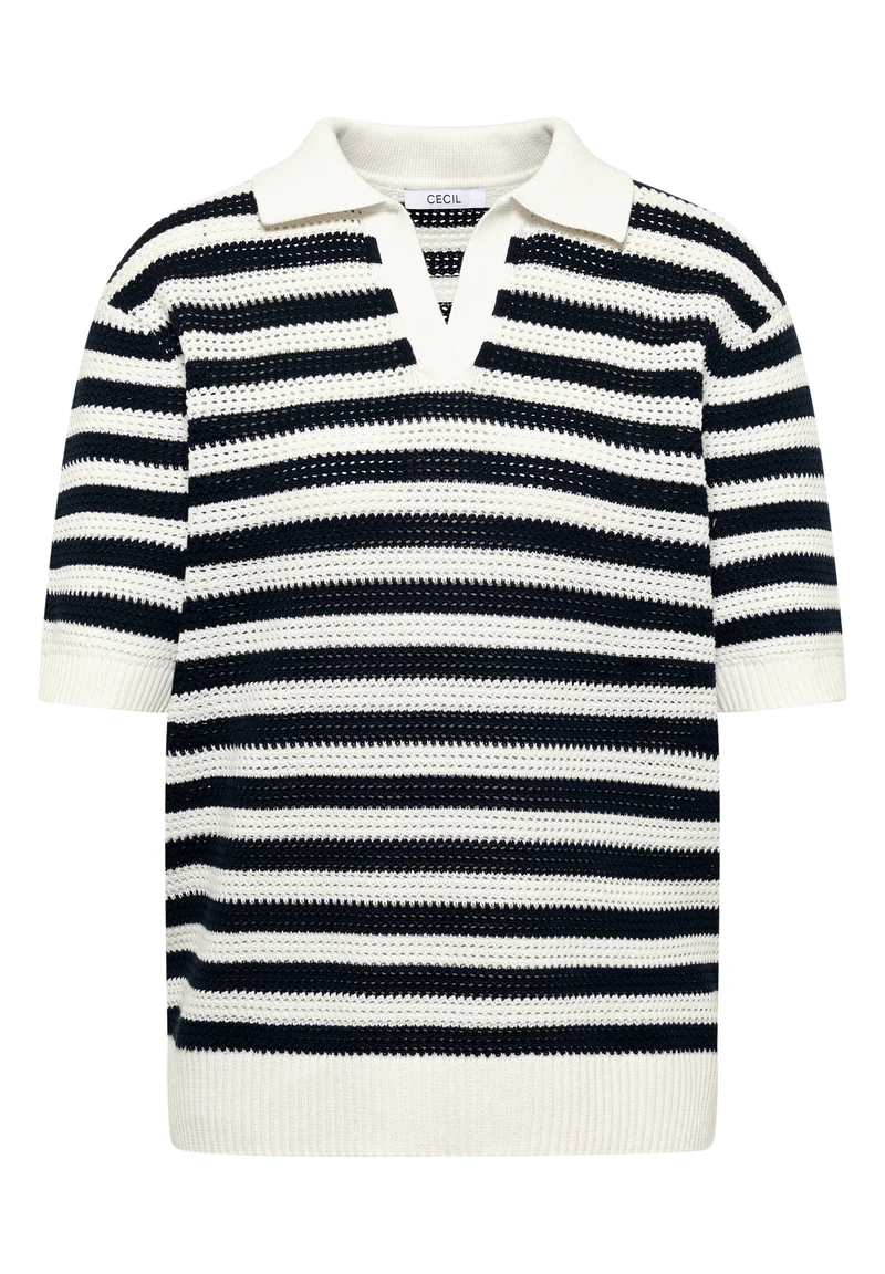TOS_Mesh Stripe Polo, universal blue