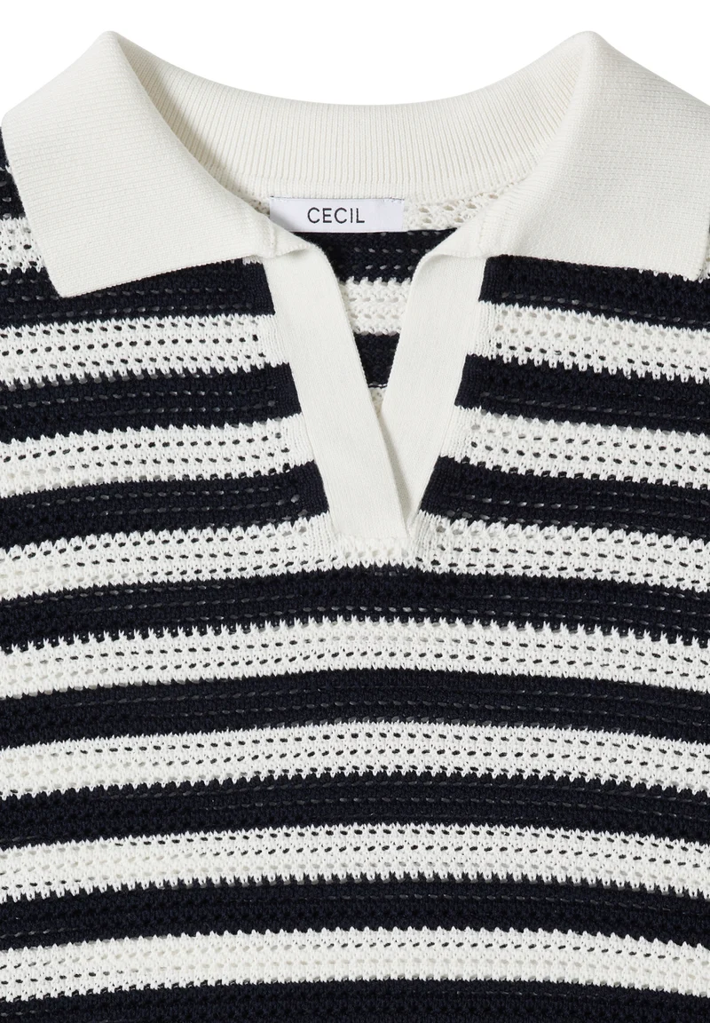 TOS_Mesh Stripe Polo, universal blue