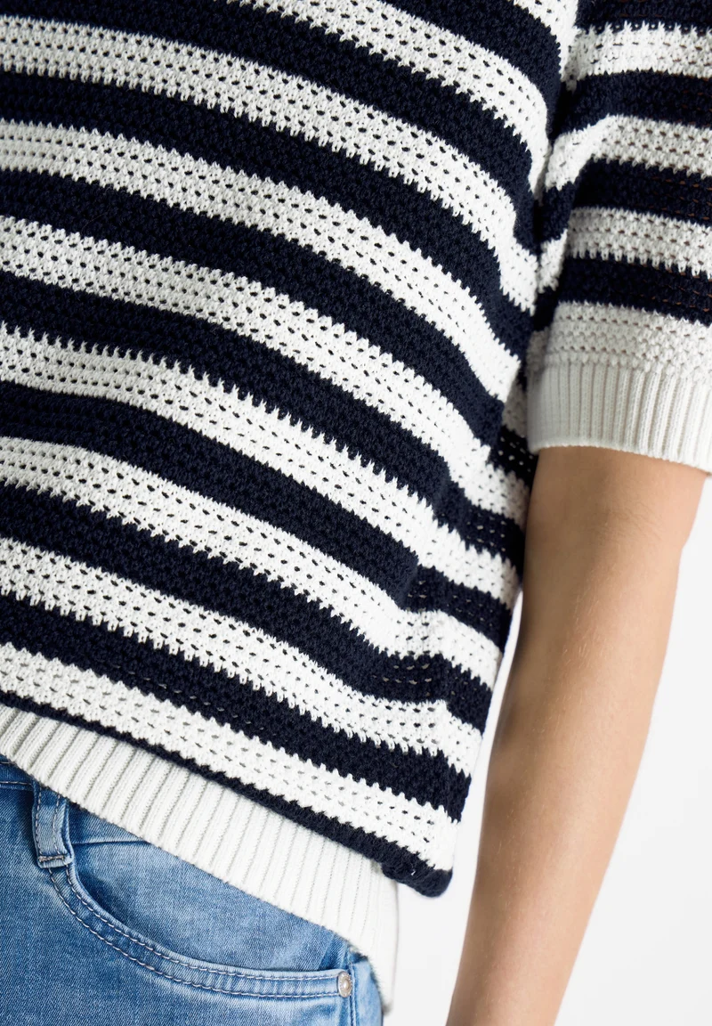 TOS_Mesh Stripe Polo, universal blue